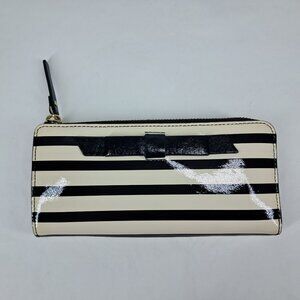 Kate Spade Chelsea Park Nisha Black Cream Bow & Stripe Wallet